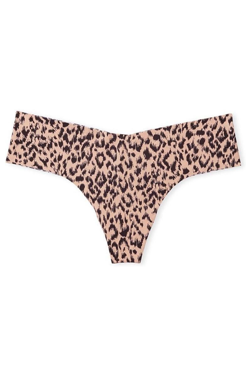 Victoria's Secret Sexy Illusions by Victorias Secret Smooth No Show Tanga Knickers Rosa Leopard | 870296AZU