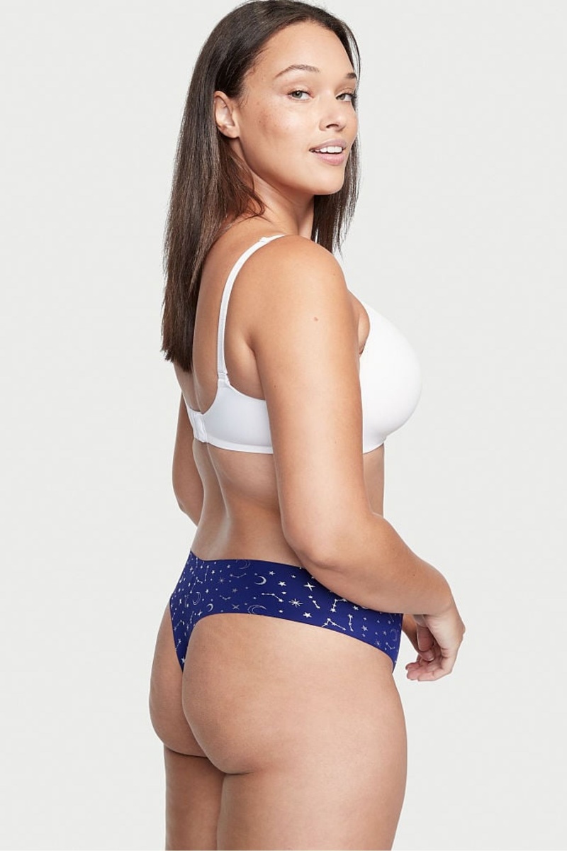 Victoria's Secret Sexy Illusions by Victorias Secret No Show Shimmer Tanga Knickers Blau | 068243PER