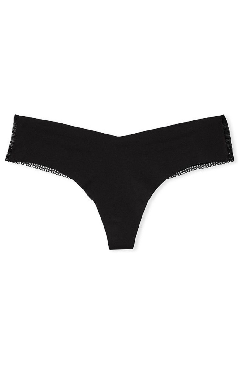 Victoria's Secret Sexy Illusions by Victorias Secret Spitze No Show Tanga Knickers Schwarz | 632849UAQ