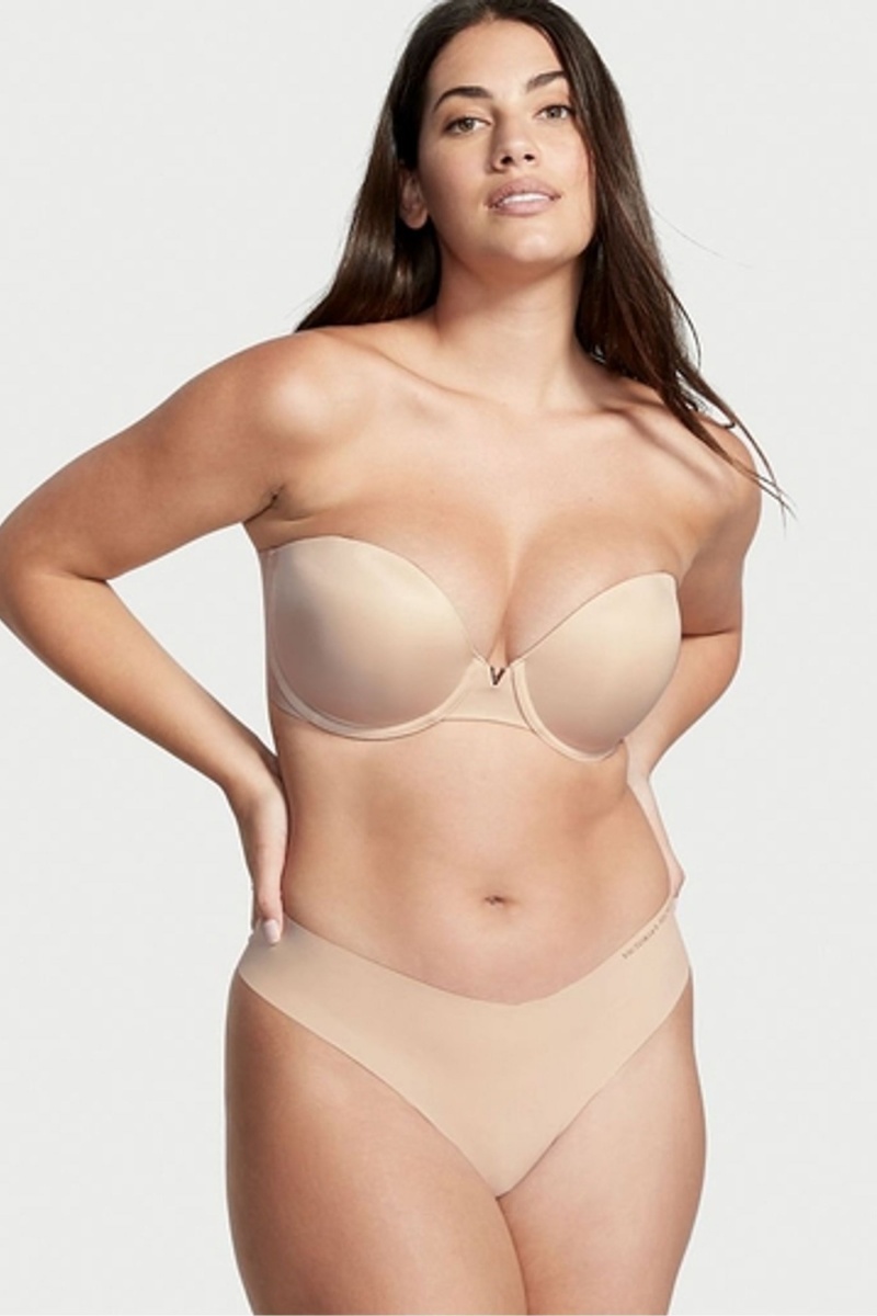 Victoria's Secret Sexy Illusions by Victorias Secret Smooth Multiway Strapless Push Up Bra Champagne Nude | 481670HYG