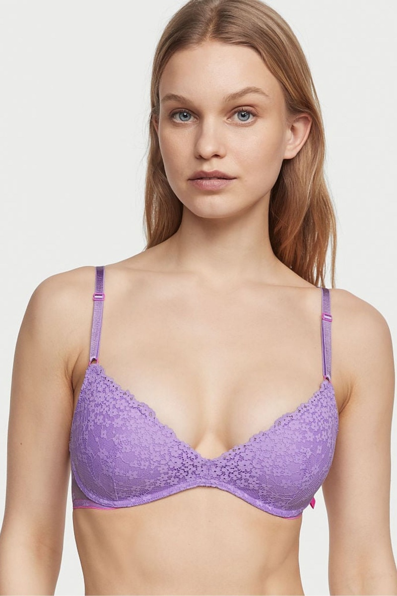 Victoria\'s Secret Sexy Tee Sexy T-Shirt Non Wired Push Up Bra Spitze Bra Lila | 085123CZX