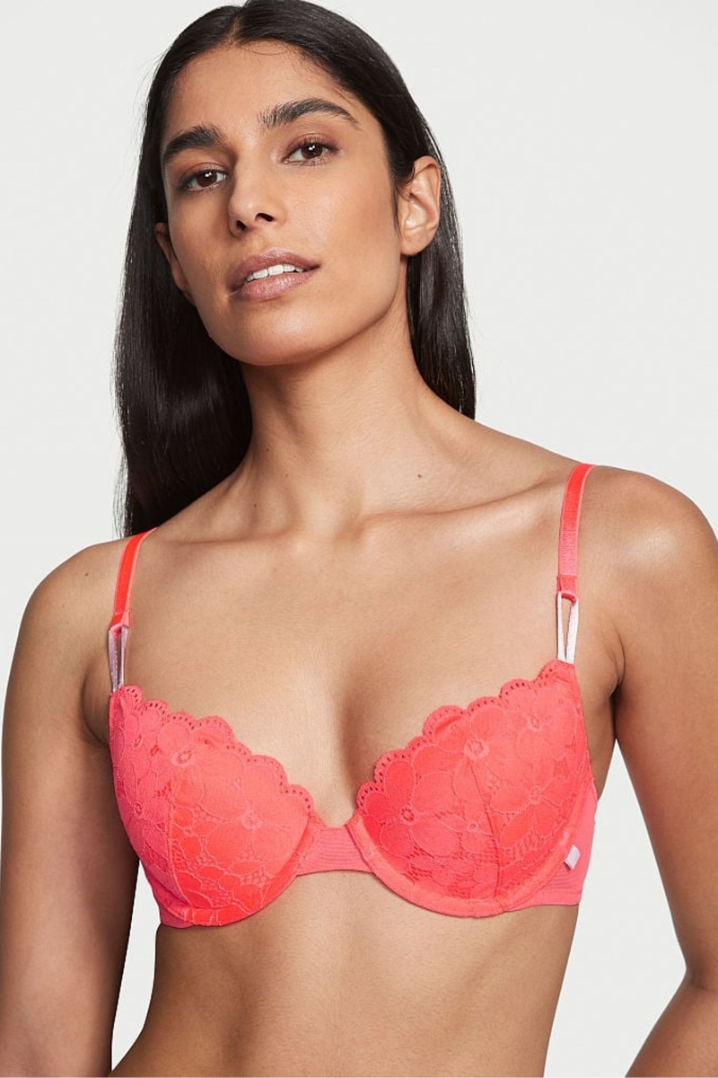 Victoria\'s Secret Sexy Tee Spitze Lightly Gefütterte T-Shirt Bra Koralle Orange | 378196GLA