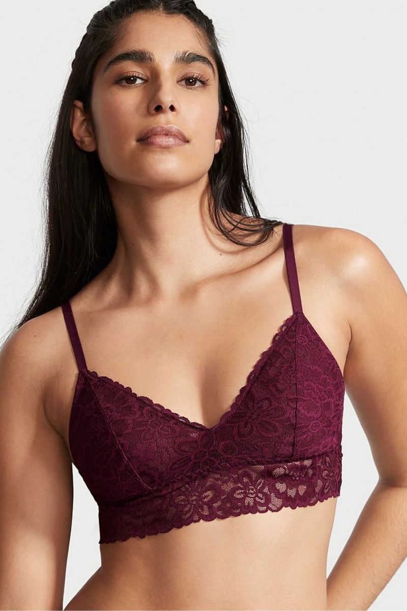 Victoria\'s Secret Sexy Tee Spitze Unlined Bralette Bordeaux Lila | 941863WUF