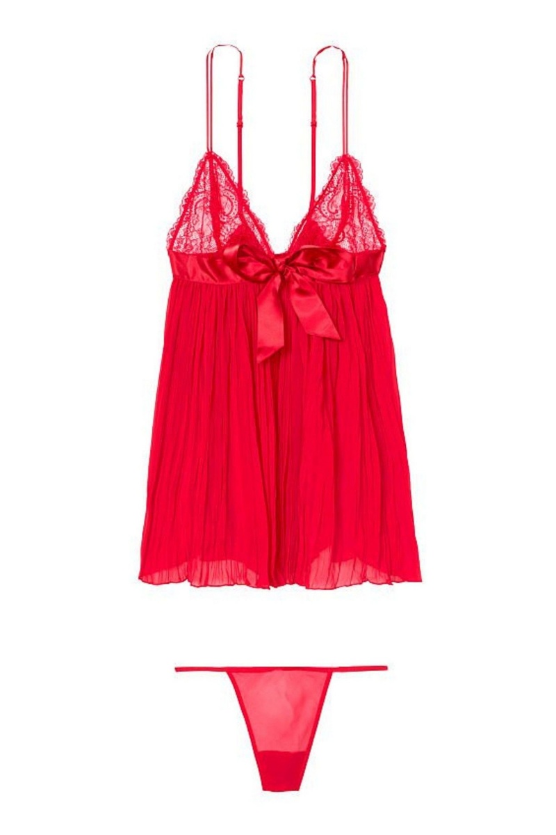 Victoria's Secret Sheer Falten Babydoll Rot | 136490WJS