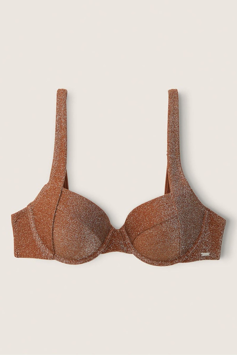 Victoria's Secret Shimmer Push Up Bikini Top Soft Cappucino | 641098RGP