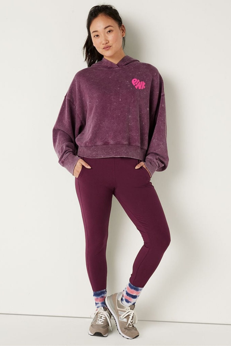 Victoria's Secret Shine Crop Long Sleeve Hoodie Bordeaux Rot | 731895GHY