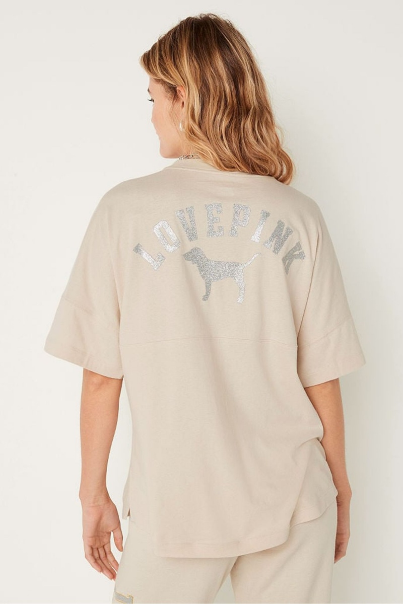 Victoria's Secret Shine Oversized Kurzes Sleeve T-Shirt Dunkelgrau | 219347PKB