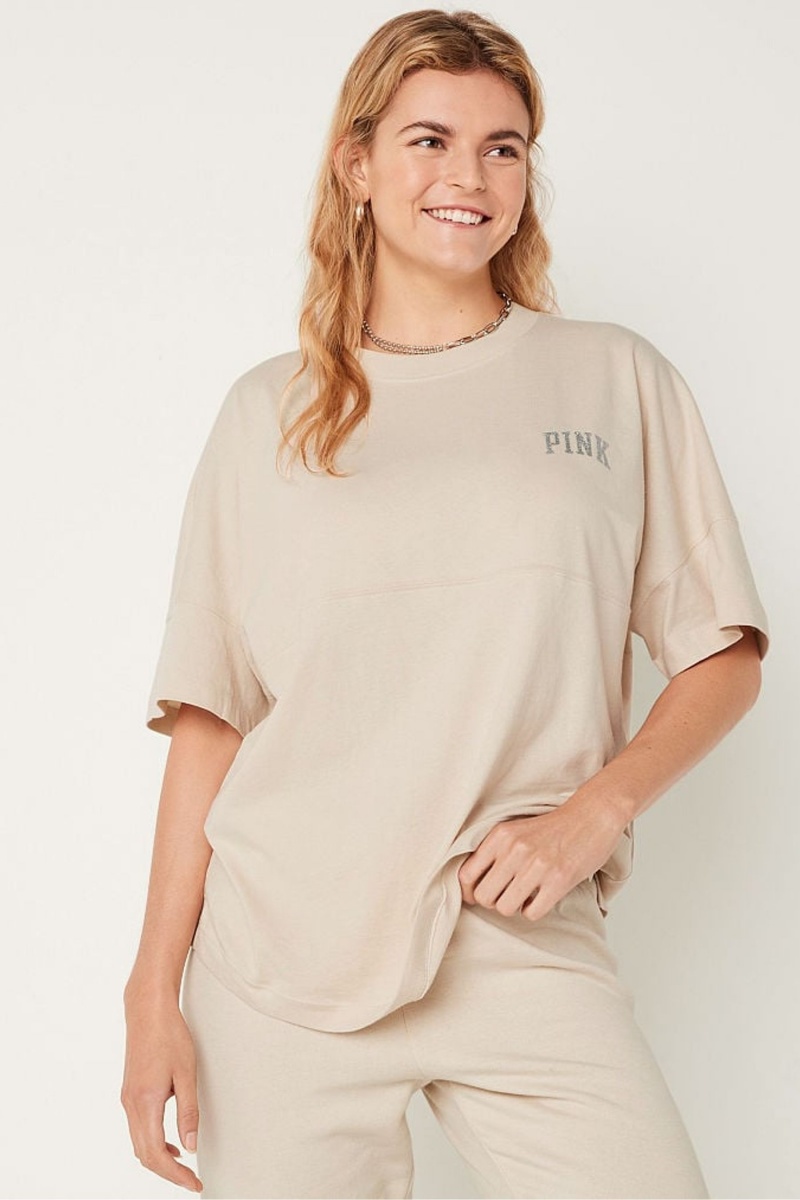 Victoria\'s Secret Shine Oversized Kurzes Sleeve T-Shirt Dunkelgrau | 219347PKB