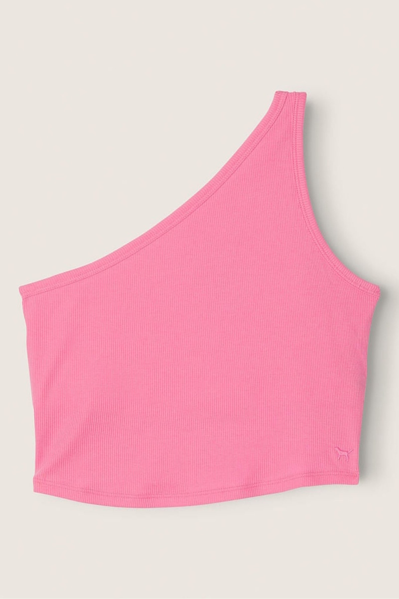 Victoria's Secret Shrunken One Shoulder Shelf Tank Rosa | 487059NCH