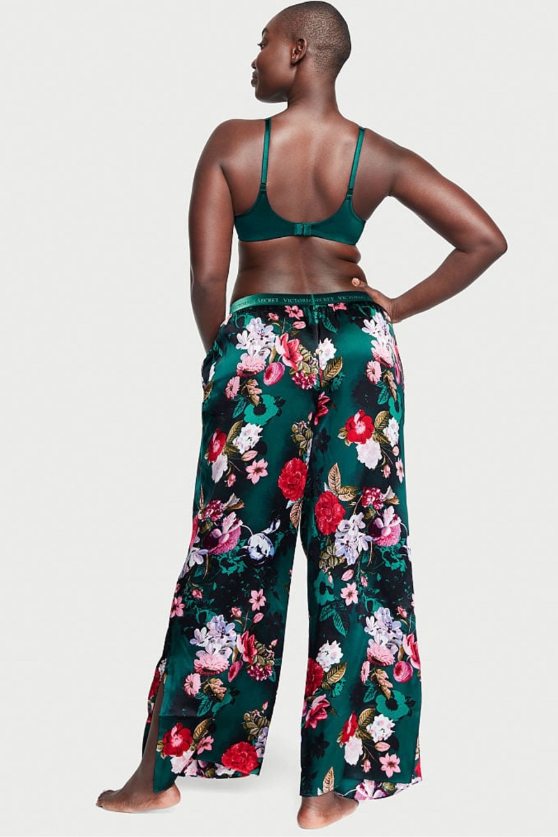 Victoria's Secret Silk Floral Pyjama Bottoms Grün | 865479FGZ