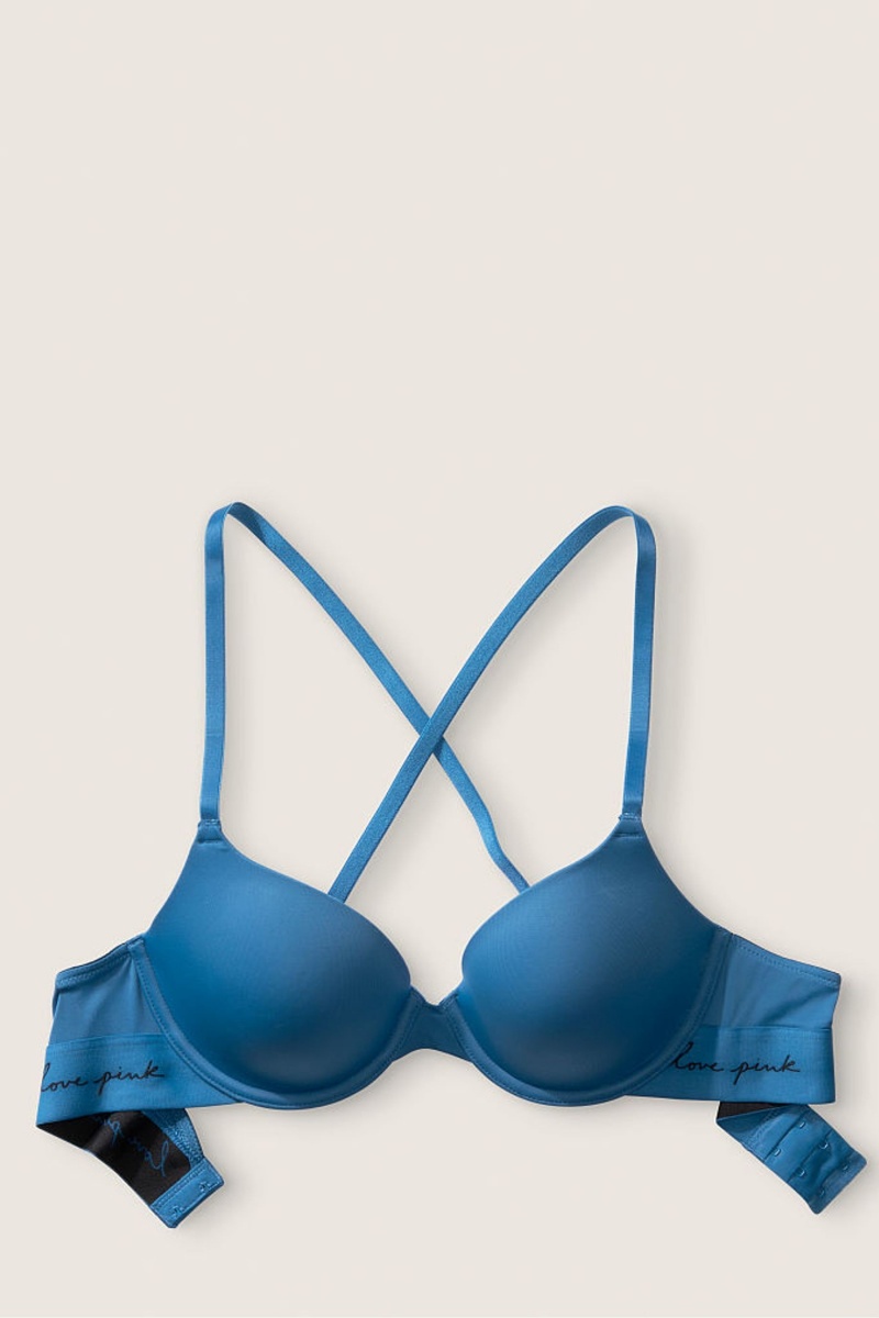 Victoria's Secret Spitze Lightly Gefütterte T-Shirt Bra Blau | 568073GWN