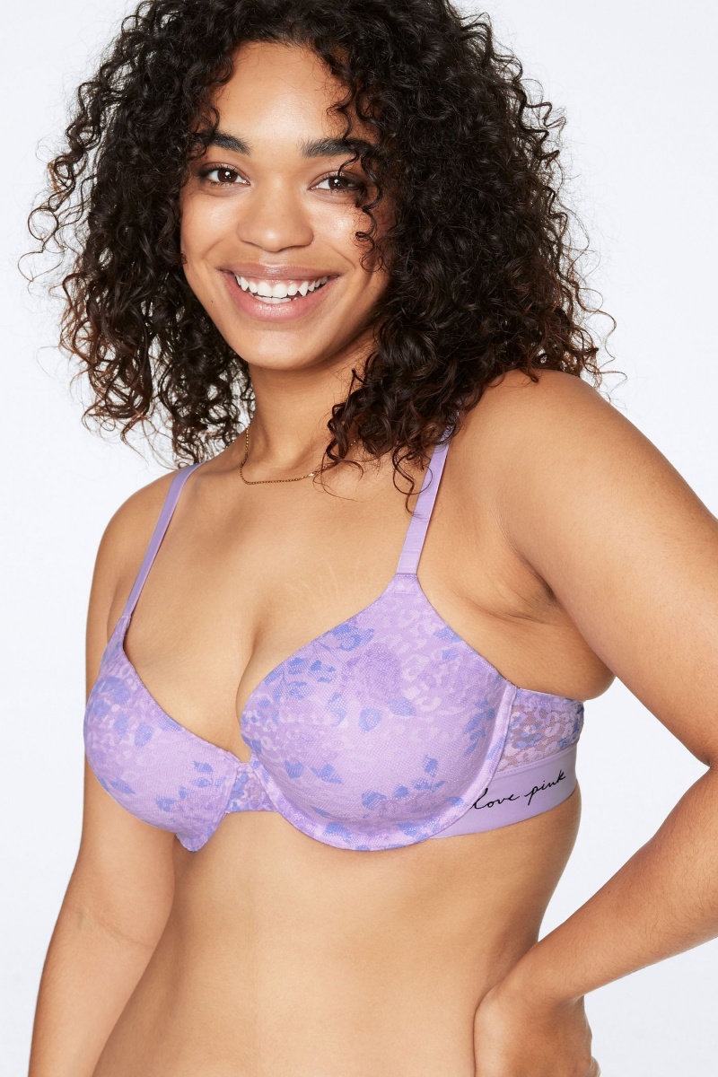 Victoria's Secret Spitze Lightly Gefütterte T-Shirt Bra Blau | 769280DCZ