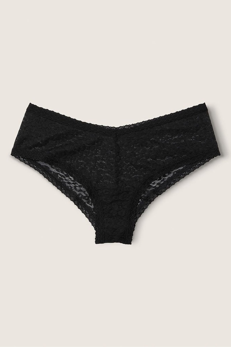 Victoria\'s Secret Spitze Logo Cheeky Knickers Schwarz | 957310PSO