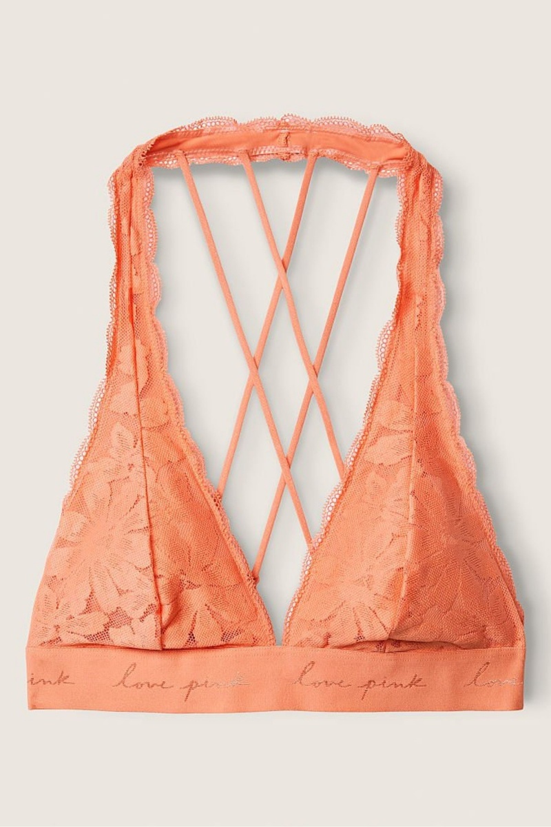 Victoria's Secret Spitze Riemchen Back Halterneck Bralette Koralle Weiß Orange | 210869GDF