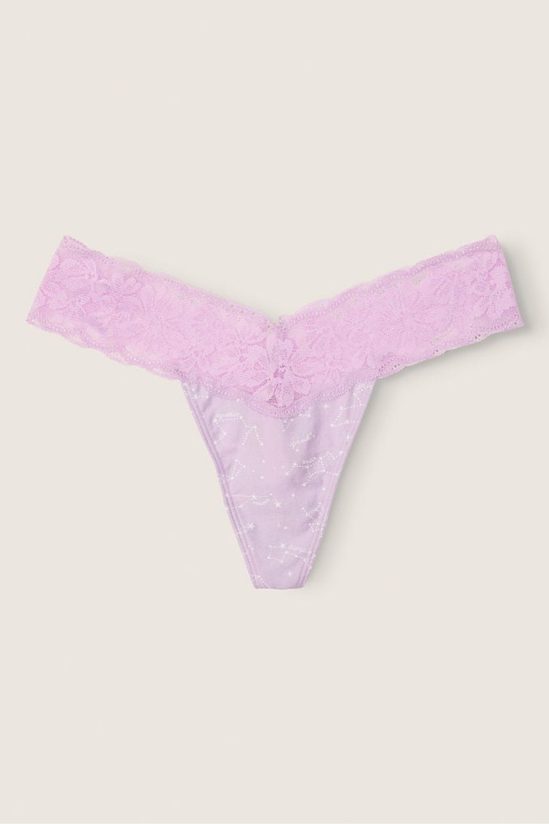 Victoria\'s Secret Spitze Trim Tanga Knickers Lila | 783641ZJC