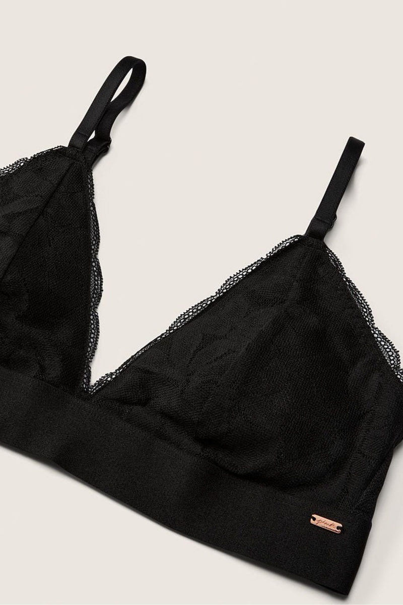 Victoria's Secret Spitze Unlined Triangle Bralette Schwarz | 547018MTR