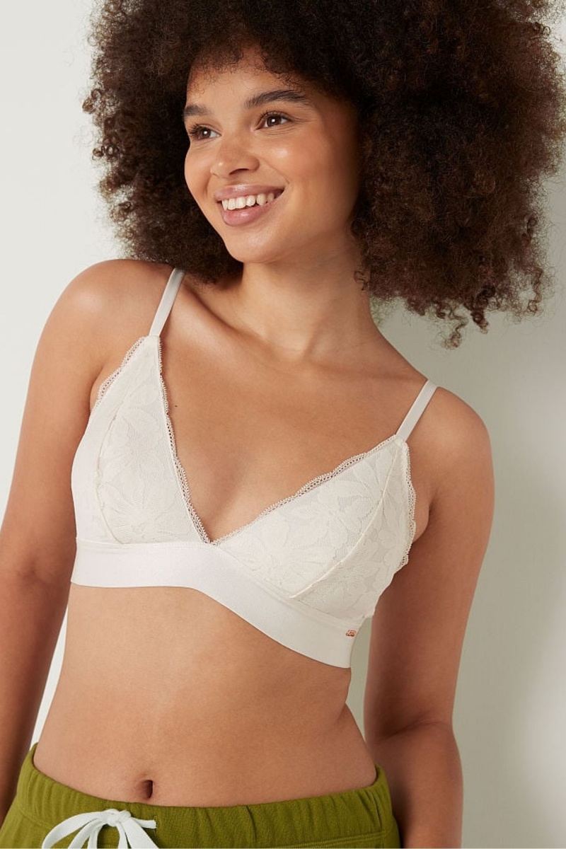 Victoria's Secret Spitze Unlined Triangle Bralette Weiß | 608743PEB