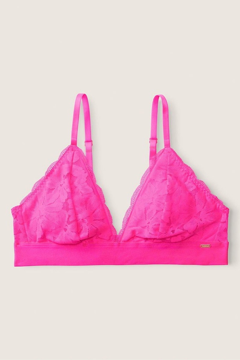 Victoria\'s Secret Spitze Unlined Triangle Bralette Rosa | 163029OLK