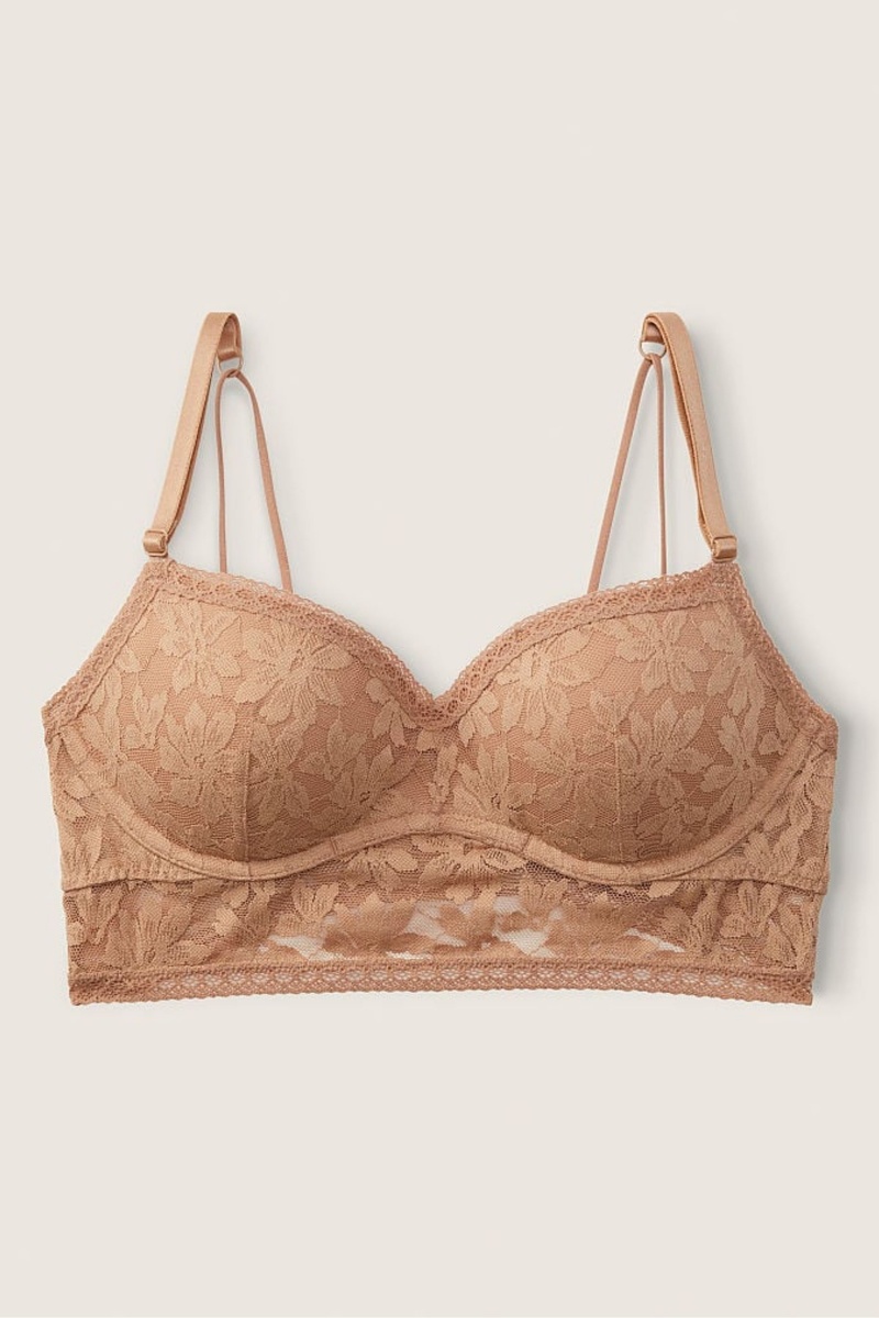 Victoria's Secret Spitze Wired Push Up Bralette Mocha Latte Nude | 352468CSY