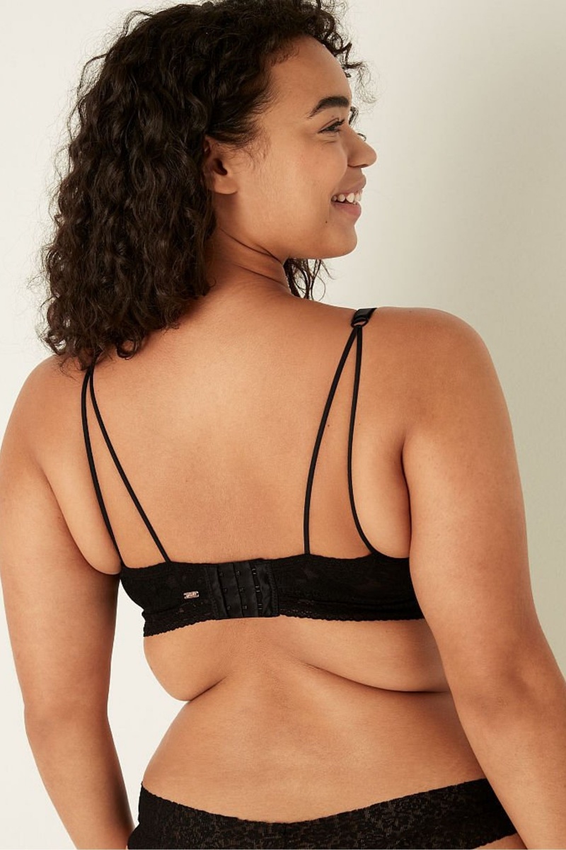 Victoria's Secret Spitze Wired Push Up Bralette Schwarz | 580791PDU