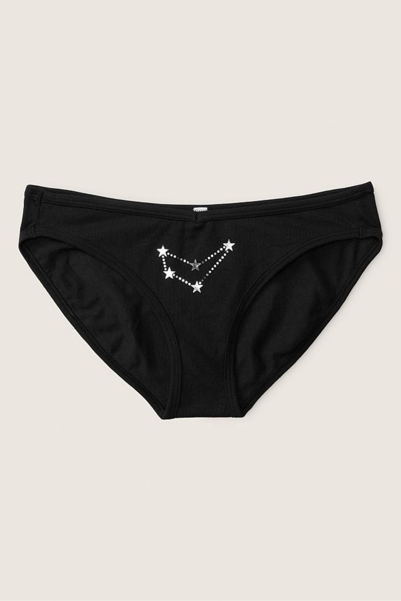 Victoria\'s Secret Stretch Baumwoll Astrology Baumwoll Bikini Knickers Schwarz | 053492ODU