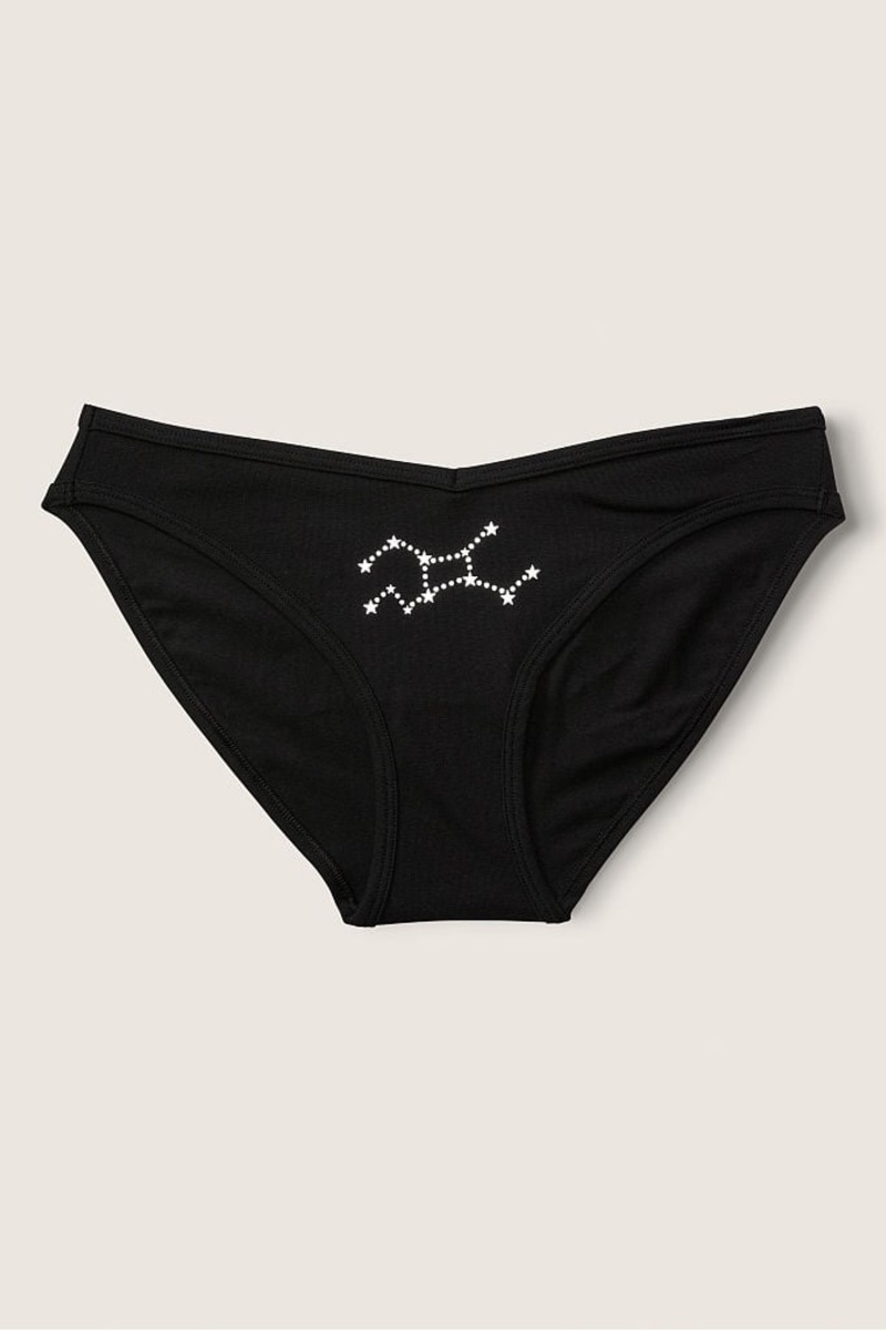 Victoria\'s Secret Stretch Baumwoll Astrology Baumwoll Bikini Knickers Schwarz | 876950ZYQ