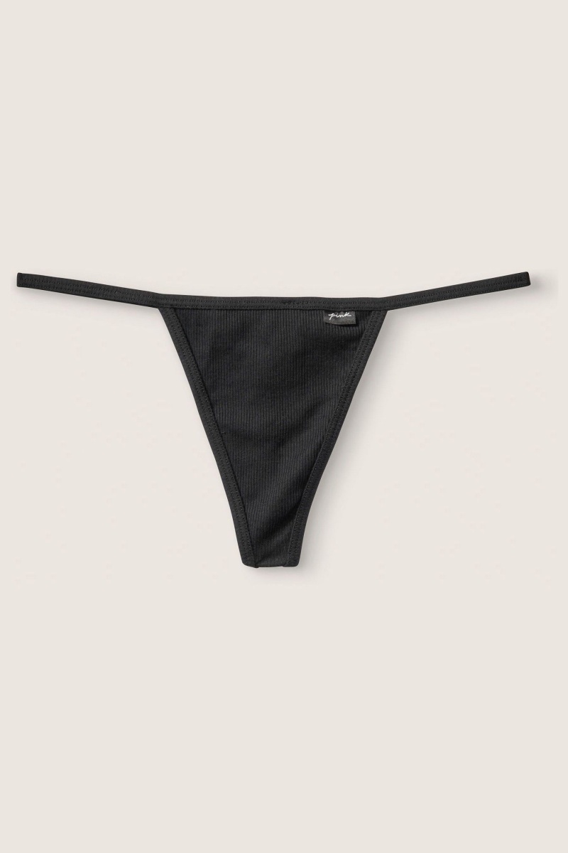 Victoria\'s Secret Stretch Baumwoll Baumwoll G String Knickers Schwarz | 763250HZJ