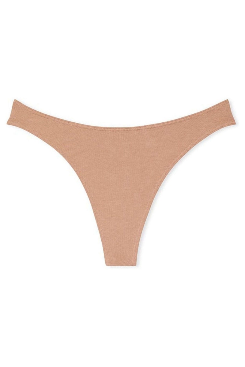 Victoria's Secret Stretch Baumwoll Baumwoll High Leg Tanga Knickers Sweet Praline Nude | 954627DLO