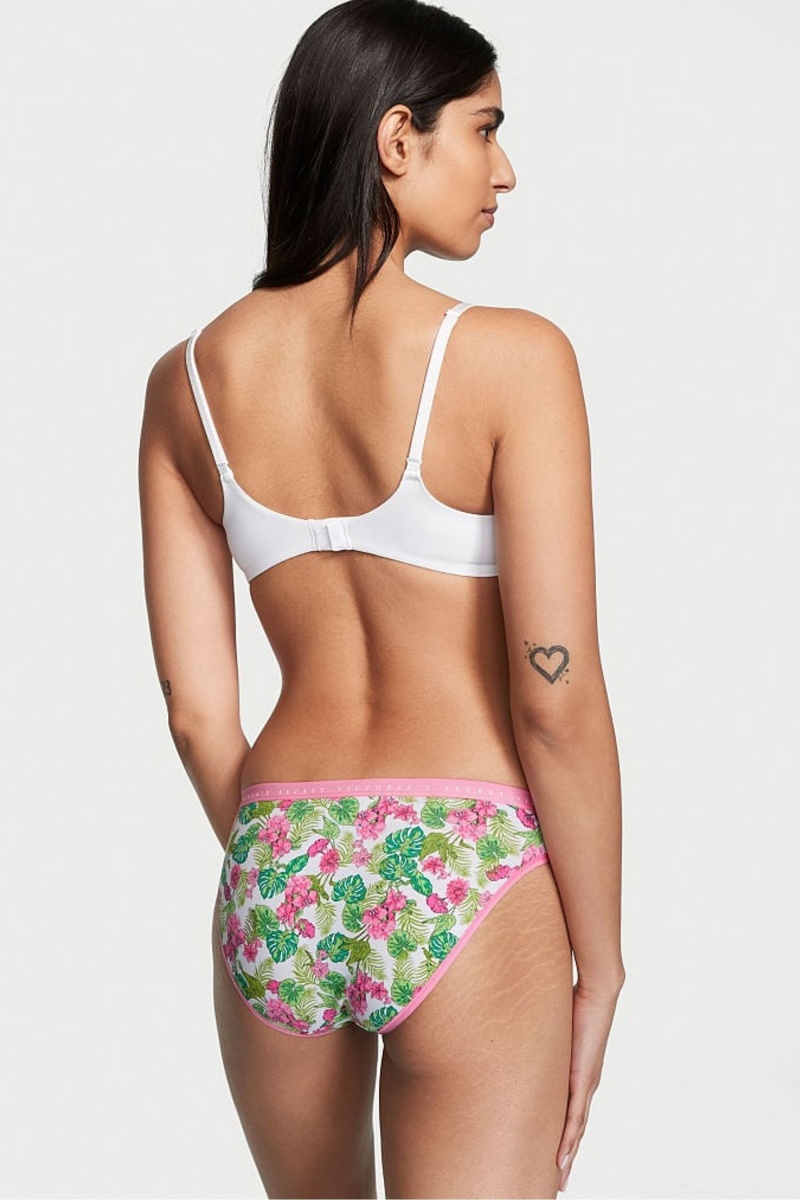 Victoria's Secret Stretch Baumwoll Baumwoll Bikini Knickers Whtie Tropical Oasis | 824501MES