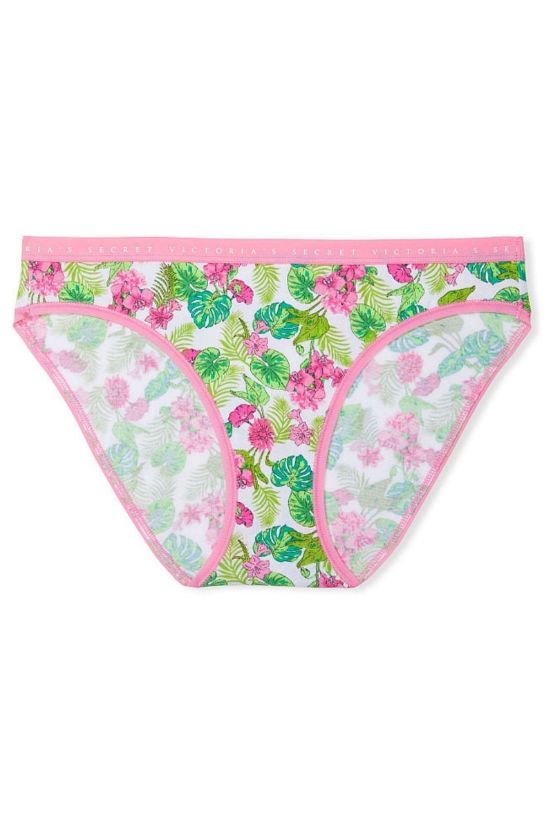 Victoria's Secret Stretch Baumwoll Baumwoll Bikini Knickers Whtie Tropical Oasis | 824501MES