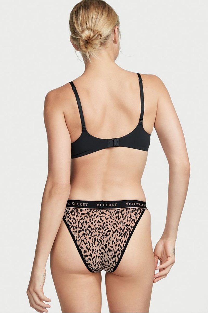 Victoria's Secret Stretch Baumwoll Baumwoll Logo Tanga Knickers Leopard | 384067JEM