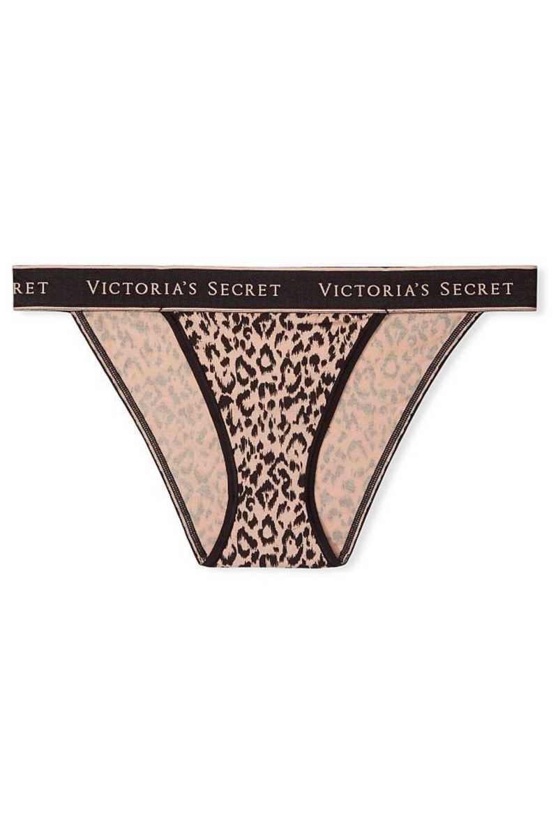 Victoria's Secret Stretch Baumwoll Baumwoll Logo Tanga Knickers Leopard | 384067JEM