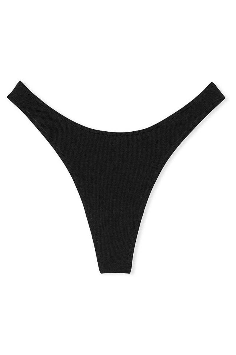 Victoria's Secret Stretch Baumwoll Baumwoll High Leg Tanga Knickers Schwarz | 540132FNI