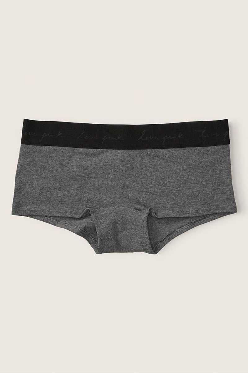 Victoria\'s Secret Stretch Baumwoll Baumwoll Logo Kurzes Knickers Grau | 713085PCY