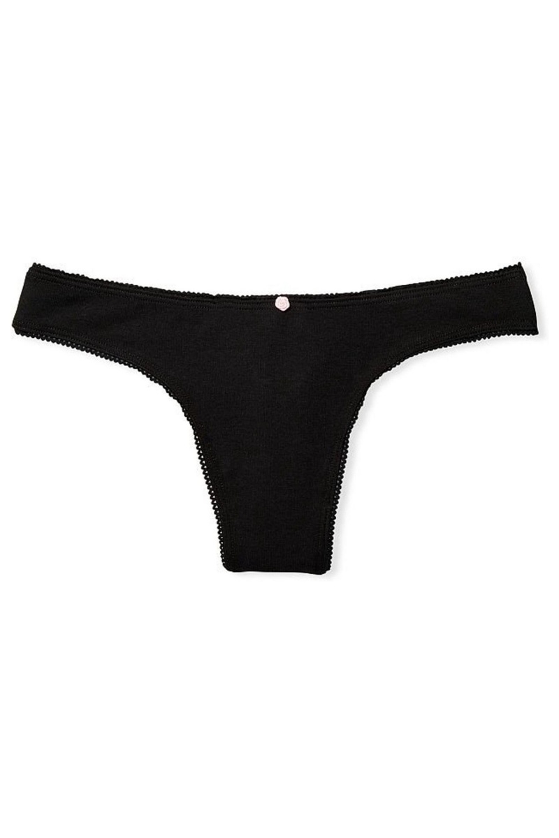 Victoria's Secret Stretch Baumwoll Baumwoll Tanga Knickers Schwarz | 379160RXH