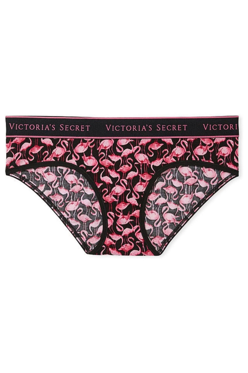 Victoria's Secret Stretch Baumwoll Baumwoll Logo Hipster Knickers Schwarz | 046791DFK