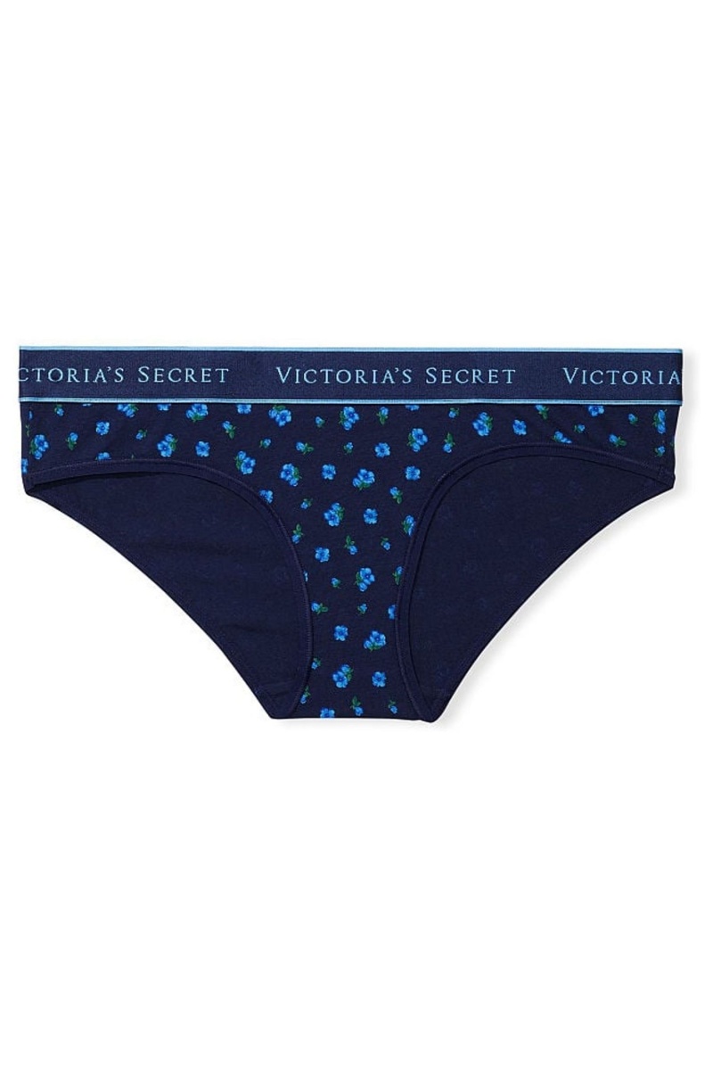 Victoria's Secret Stretch Baumwoll Baumwoll Logo Hipster Knickers Navy Blau | 628931YKN