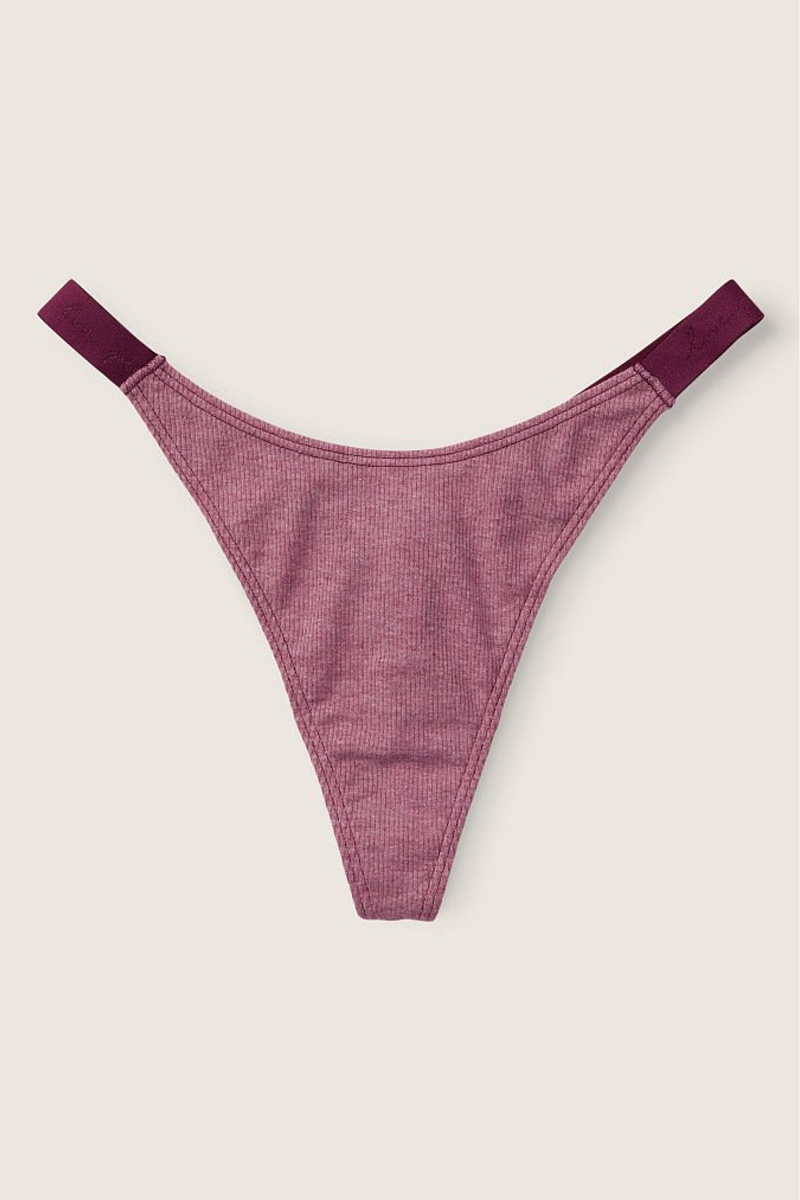 Victoria\'s Secret Stretch Baumwoll Baumwoll High Leg Logo Tanga Knickers Bordeaux Lila | 369507PLT