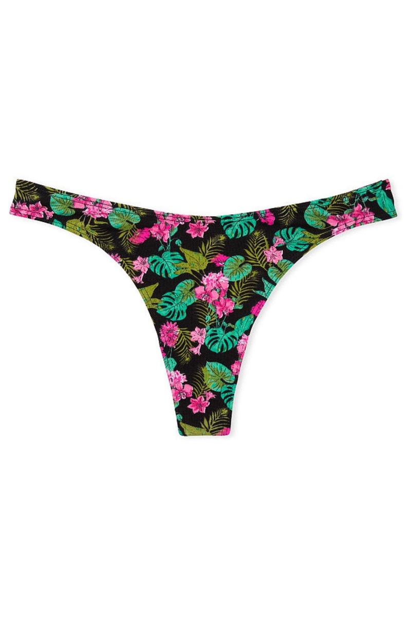 Victoria's Secret Stretch Baumwoll Baumwoll High Leg Tanga Knickers Schwarz | 748209XRW