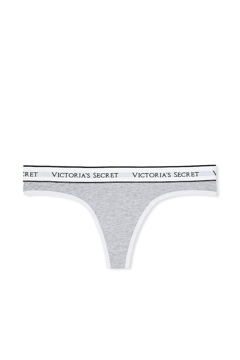 Victoria's Secret Stretch Baumwoll Logo Knickers Grau | 710953RFC