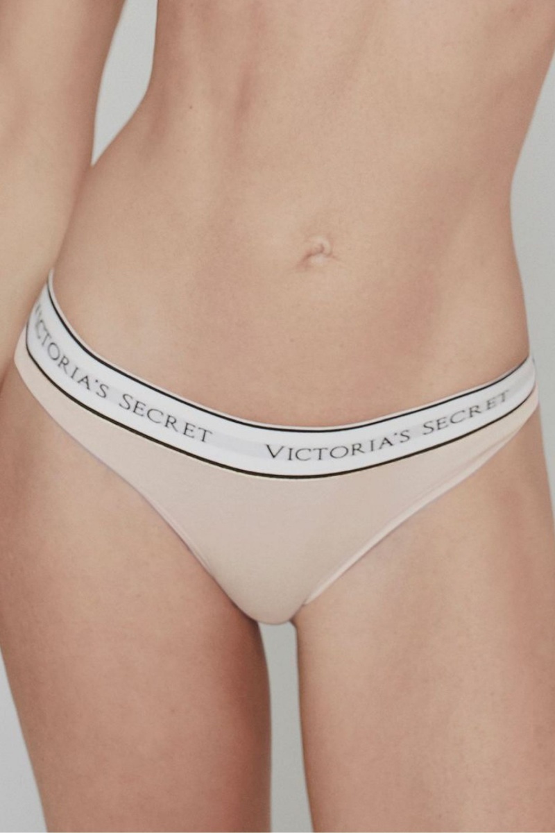 Victoria\'s Secret Stretch Baumwoll Logo Knickers Nude | 234968VPC