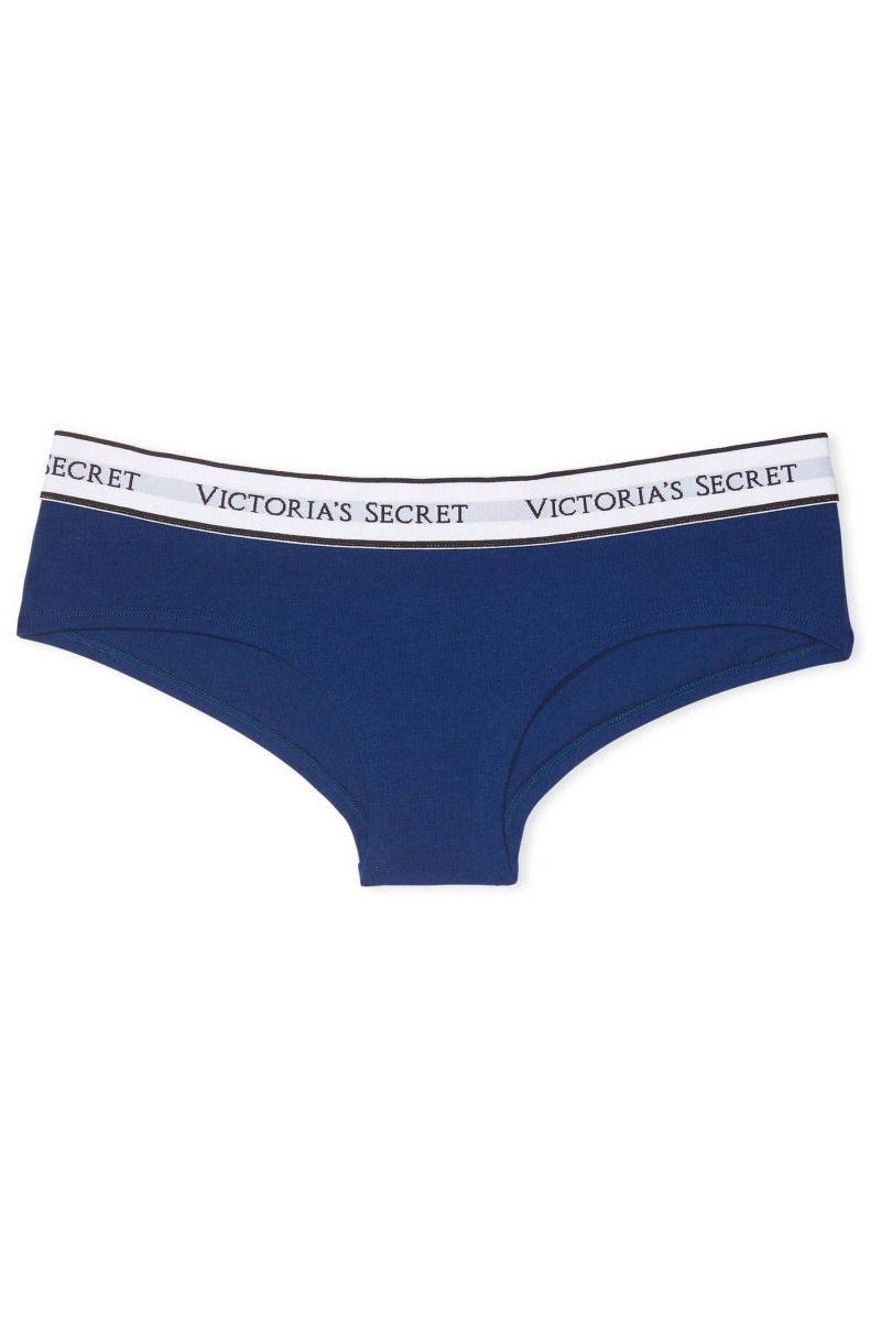 Victoria's Secret Stretch Baumwoll Logo Knickers Blau | 481965BUA