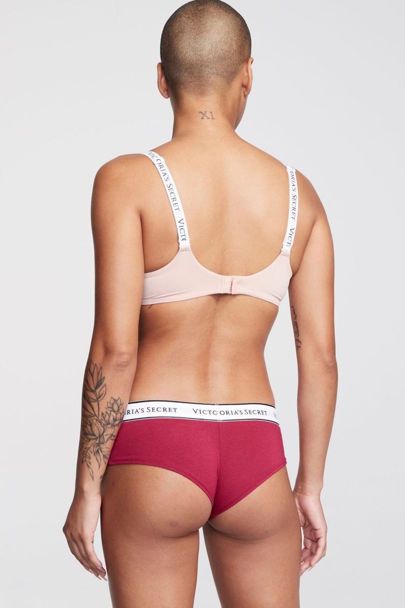 Victoria's Secret Stretch Baumwoll Logo Knickers Bordeaux Rot | 075619GMR