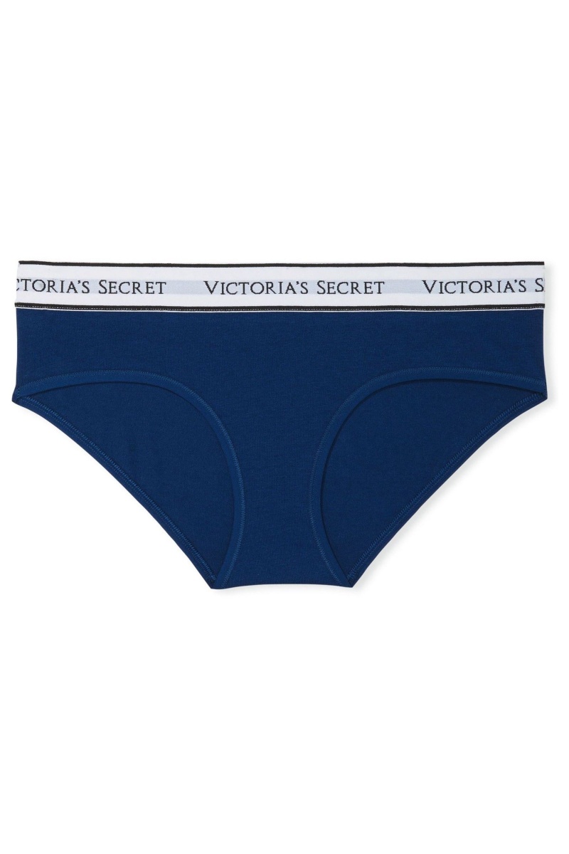 Victoria's Secret Stretch Baumwoll Logo Knickers Blau | 136970FQP