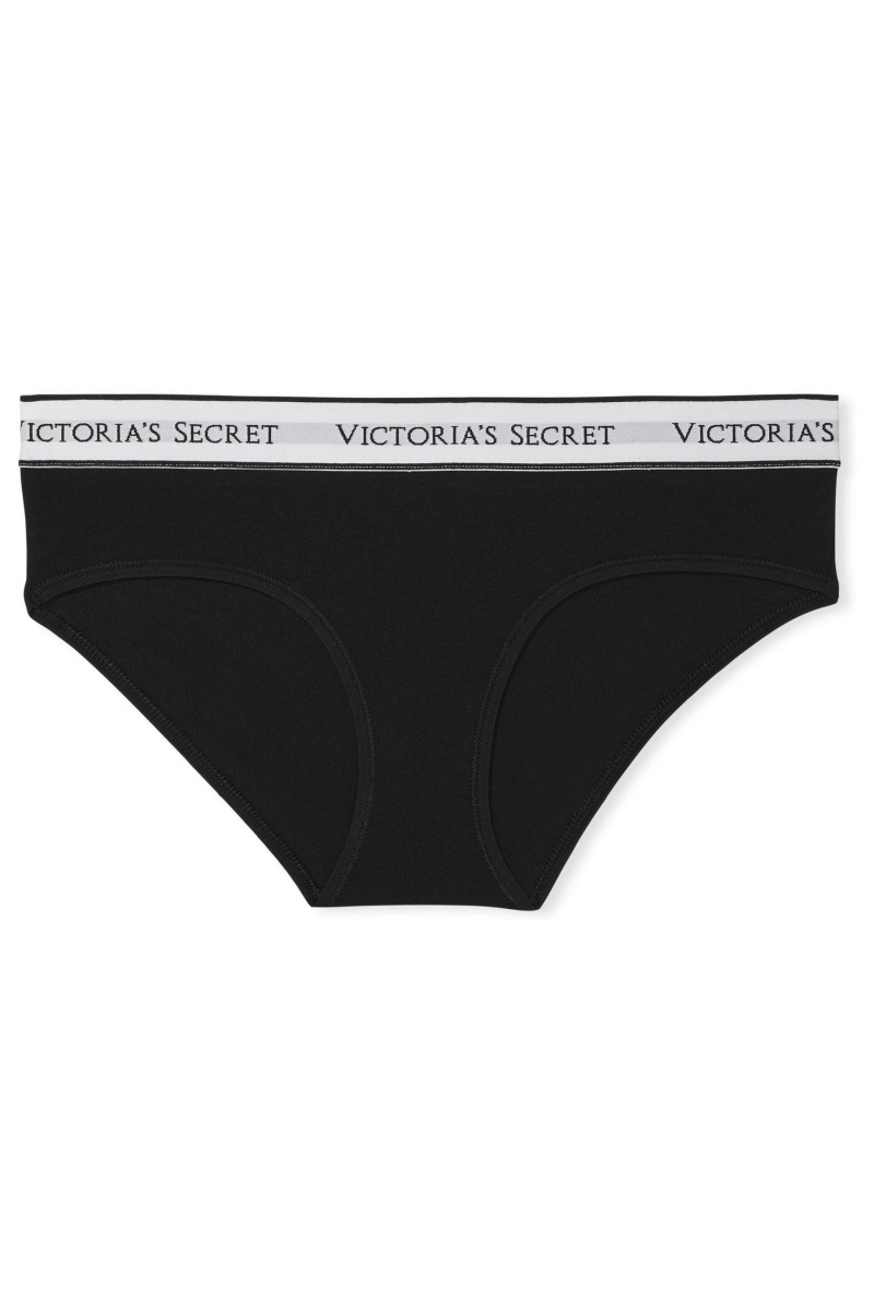 Victoria's Secret Stretch Baumwoll Logo Knickers Schwarz | 162753NRO