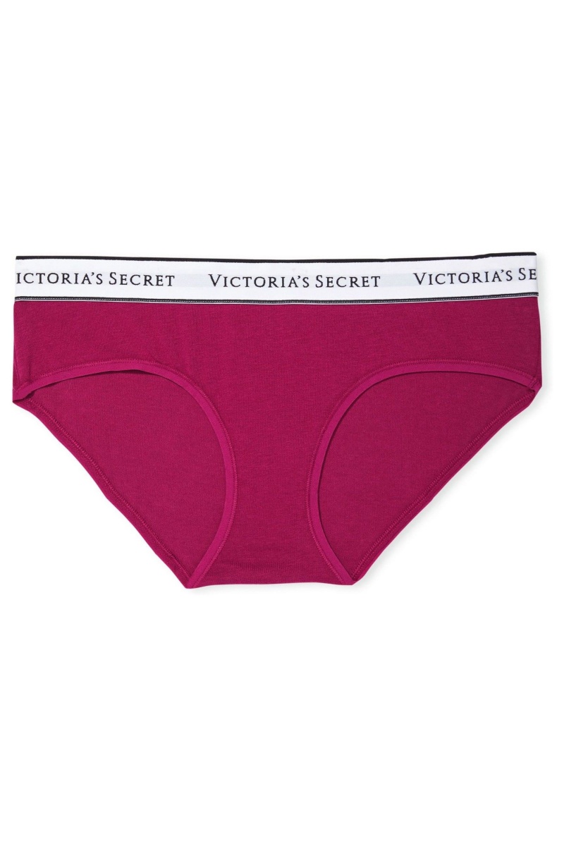 Victoria's Secret Stretch Baumwoll Logo Knickers Bordeaux Rot | 791048PRV