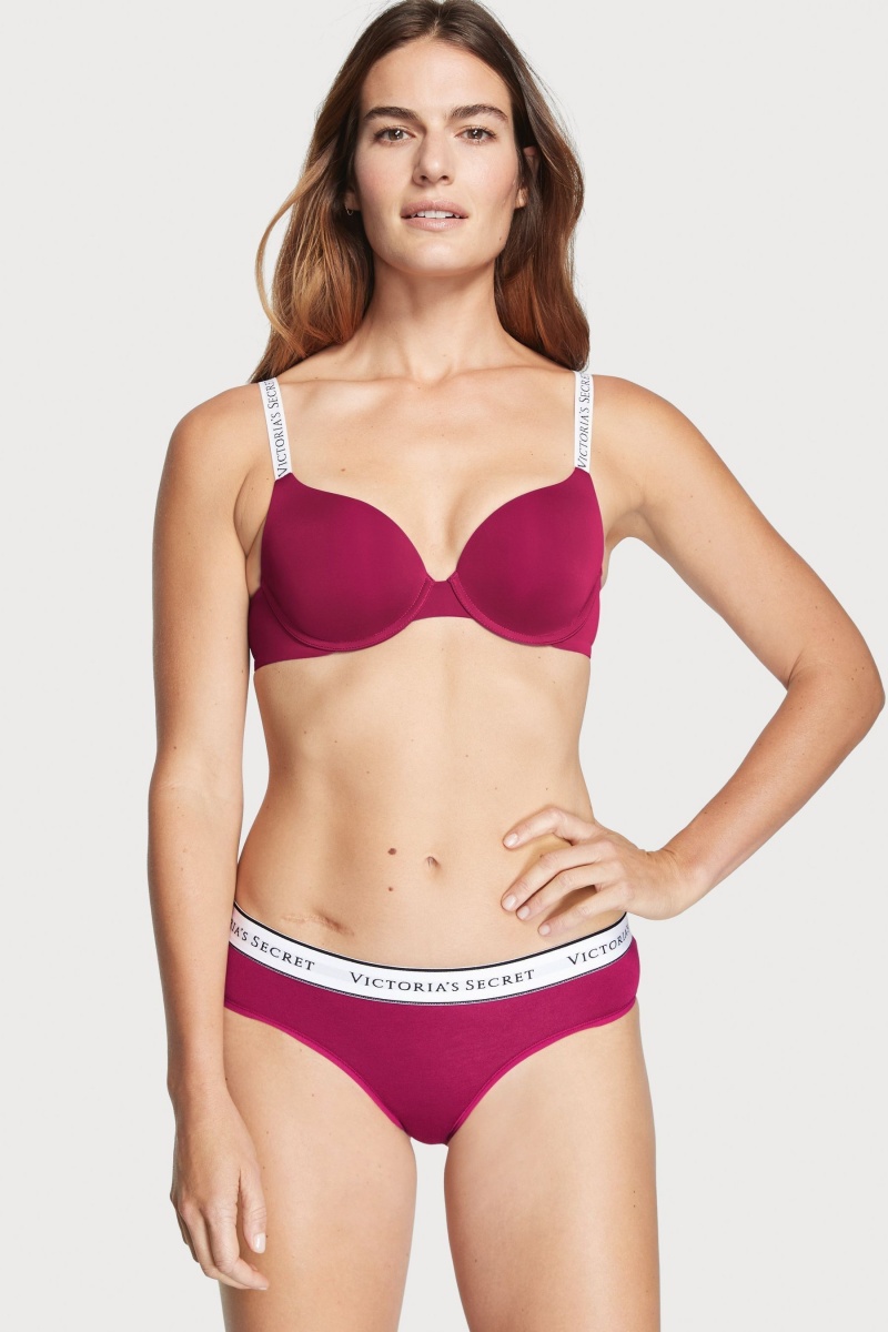 Victoria\'s Secret Stretch Baumwoll Logo Knickers Bordeaux Rot | 791048PRV