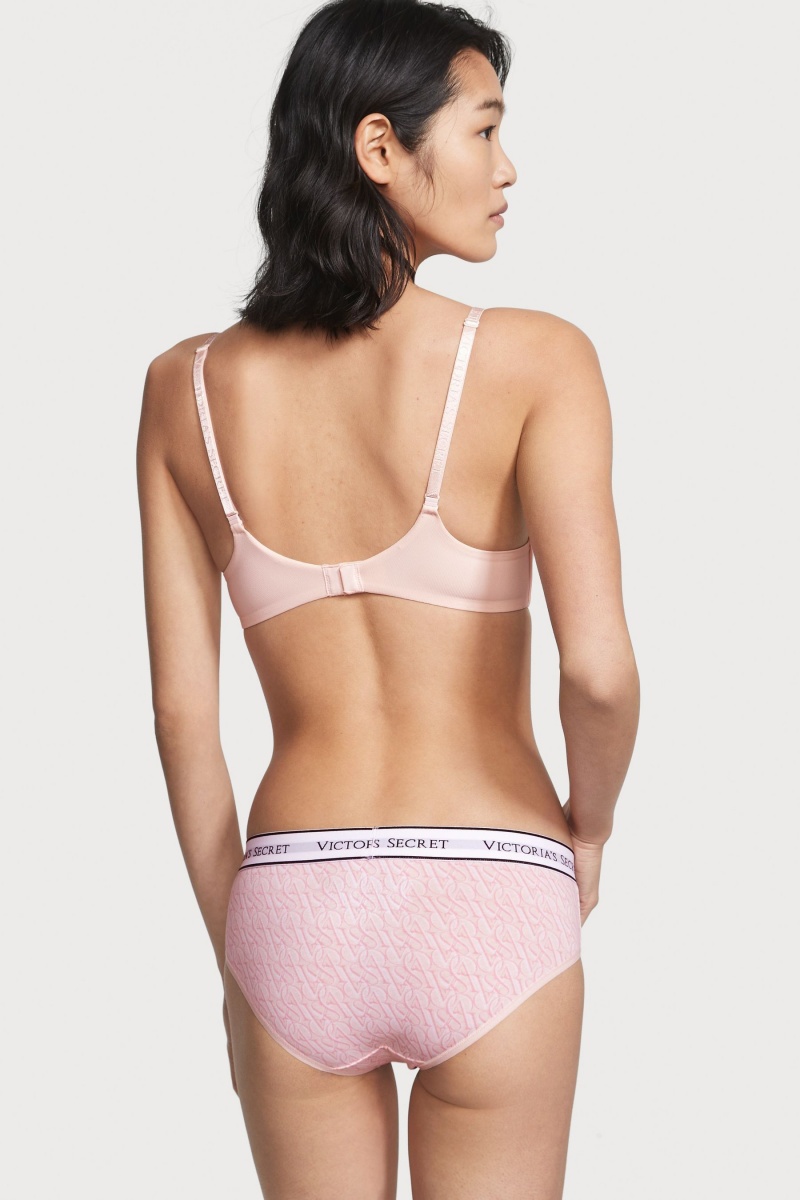 Victoria's Secret Stretch Baumwoll Logo Knickers Rosa | 621583OLB