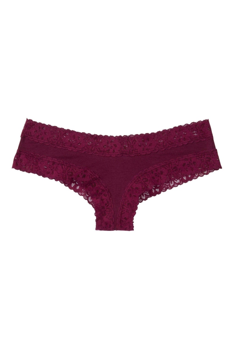 Victoria's Secret Stretch Baumwoll Spitze Taille Baumwoll Cheeky Knickers Blau | 589037IHM