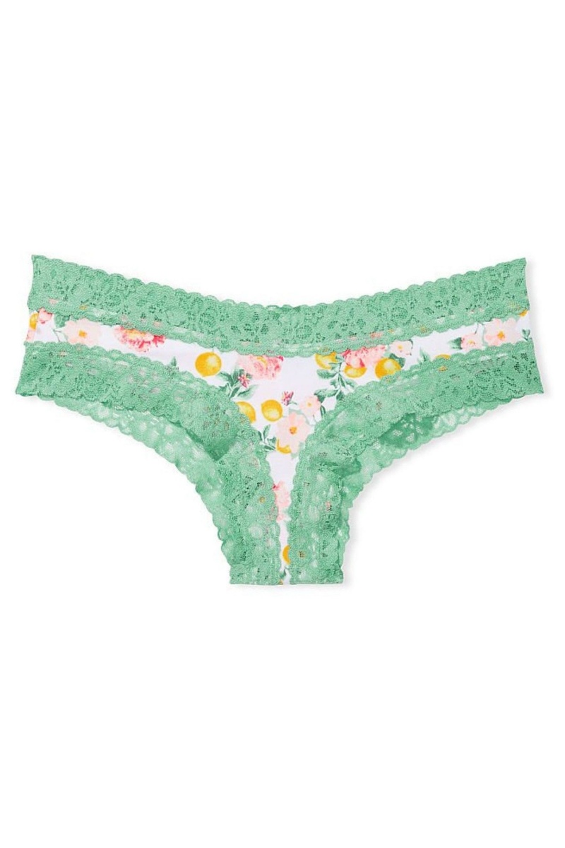 Victoria's Secret Stretch Baumwoll Spitze Taille Baumwoll Cheeky Knickers Blau | 953214YGQ